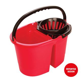 Two Compartment Water Pail Clean  with Wheels and  Squeezer