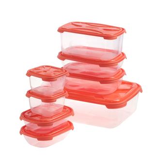 Food Container Fresco Rectangular 8 pcs set . 2*0,4 lt - 2*0,5 lt - 2*1,2 lt - 1*1,65 lt - 1*5 lt